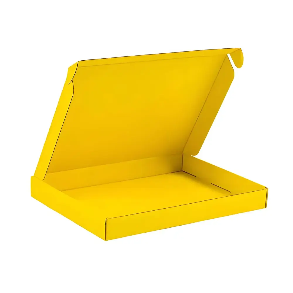 Yellow corrugated mailer box structure