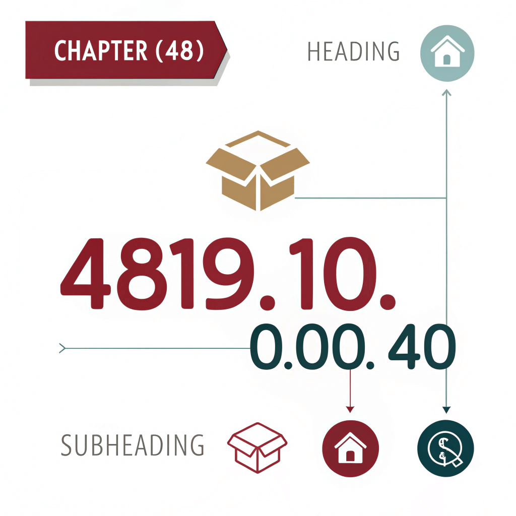 HTS Code Structure Guide Infographic diagram explaining the structure of a 10-digit HTS customs classification code.